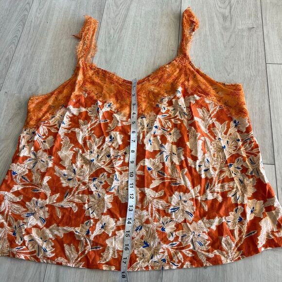 Sam Edelman Small Top Palmer Floral Eyelash Trim Camisole in Apricot Ora size XL - Picture 2 of 9